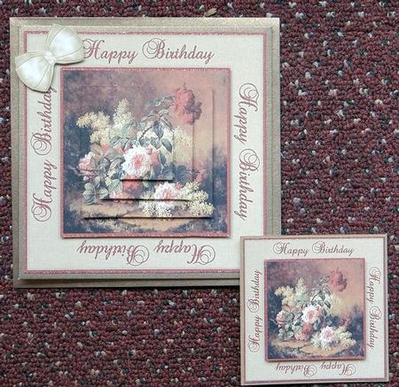 Happy Birthday Vintage Painted Red Roses Decoupage Topper by Giselle Topper