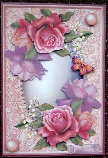 Belle Epoque Roses on Patterned Frame by Giselle Topper