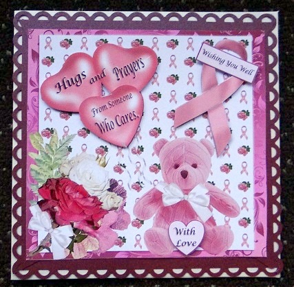 Breast Cancer Hugs and Prayers Card Topper by Giselle Topper