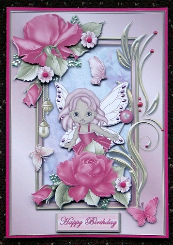 Fairy Roses and Butterflies Card Front by Giselle Topper