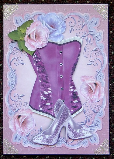 Pink/lilac Roses with Pretty Basque and Shoes by Giselle Topper