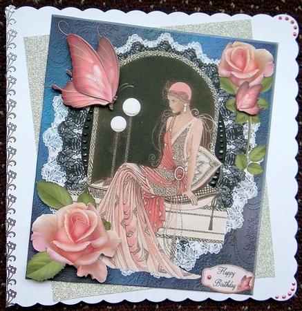 Rose Pink Lady and Lace with Decoupage by Giselle Topper