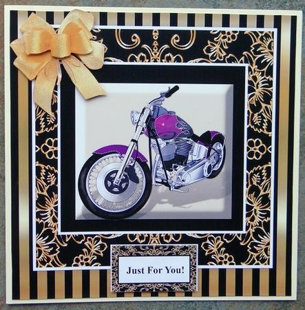 Biker Man - 8 x 8 Black Gold Men & Women Card Topper by Giselle Topper