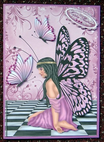 Pretty Purple Faerie with Purple Butterflies by Giselle Topper