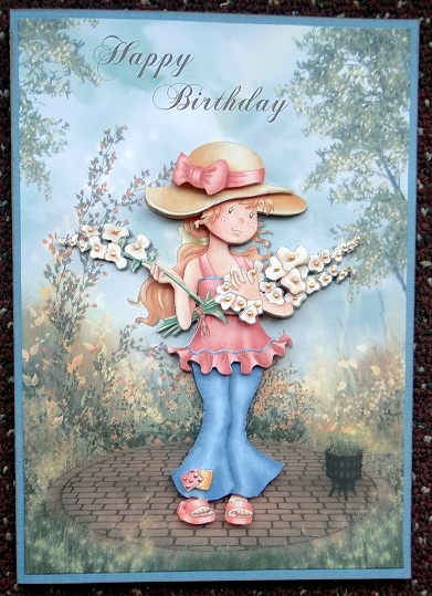 The Little Flower Girl Card Front with Decoupage by Giselle Topper