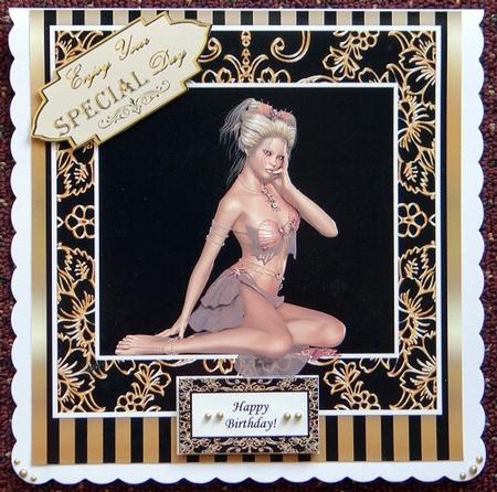 Sexy Seashell Lady 8x8 Black & Gold for Men & Women Topper by Giselle Topper