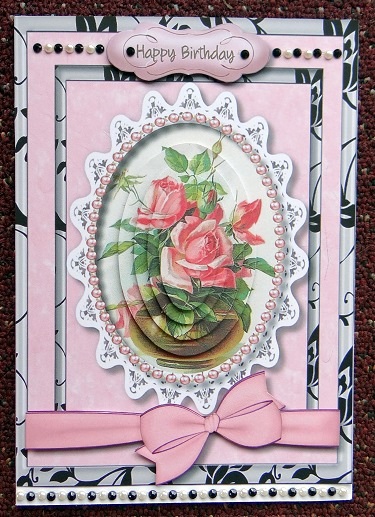 Beautiful Roses in a Pearl and Lace Frame ( Pyramid ) by Giselle Topper