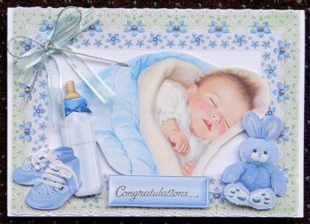Sweet Dreams Baby Boy in Floral Frame by Giselle Topper