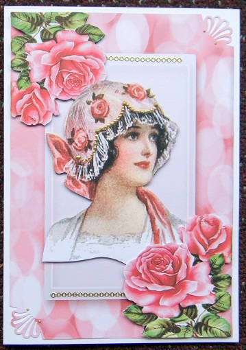 Beautiful Vintage Lady with Pink Roses by Giselle Topper