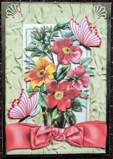 Pretty Garden Flowers in a Pot with Bow by Giselle Topper