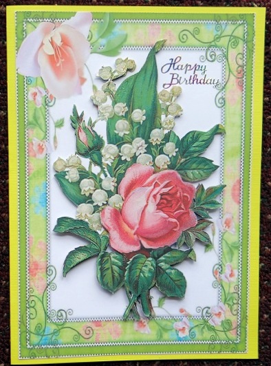 Roses with Lily of the Valley in Floral Frame by Giselle Topper
