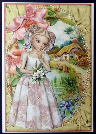 Pretty Flower Girl with Country Cottage by Giselle Topper