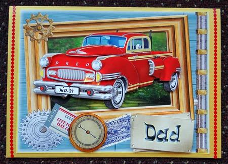 Red Retro Car - Male Birthday or Other #3 by Giselle Topper
