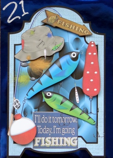 Screen Shaped Card Male Gone Fishing by Giselle Topper