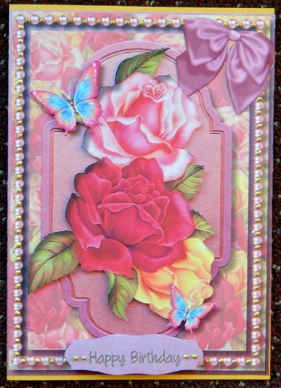 Beautiful Roses Witl Mpearls and Butterfflies by Giselle Topper