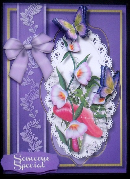 Beautiful Lilac Nasturtiums and Butterflys by Giselle Topper