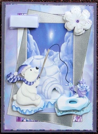 Polar Bear Fishing Card with Decoupage by Giselle Topper