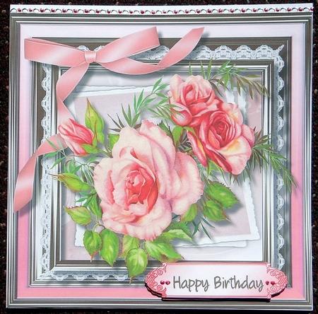Beautiful Soft Pink Roses on Lace . by Giselle Topper