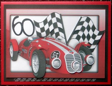 Racing Sports Car in Red Glass Frame A4 by Giselle Topper