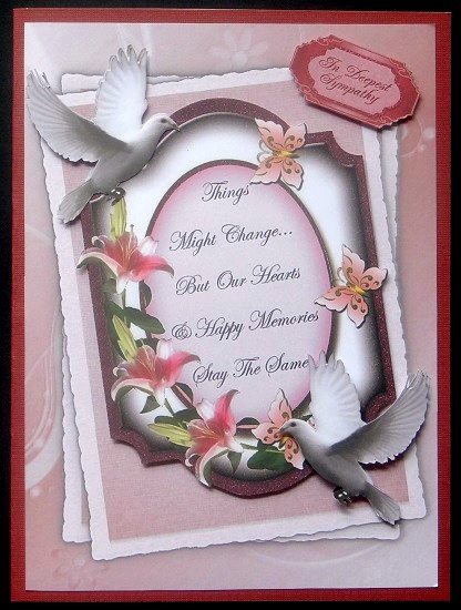 A Pretty Lily Sympathy Plaque with Doves by Giselle Topper