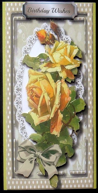 Lovely Buff D,l, with Yellow Roses and Verse  by Giselle Topper