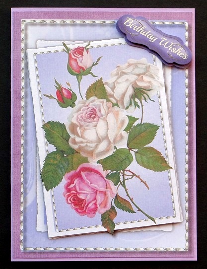 Lovely Roses on a Lilac Stitched Frame  by Giselle Topper