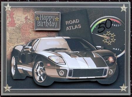 Gold Sports Car Decoupage by Giselle Topper