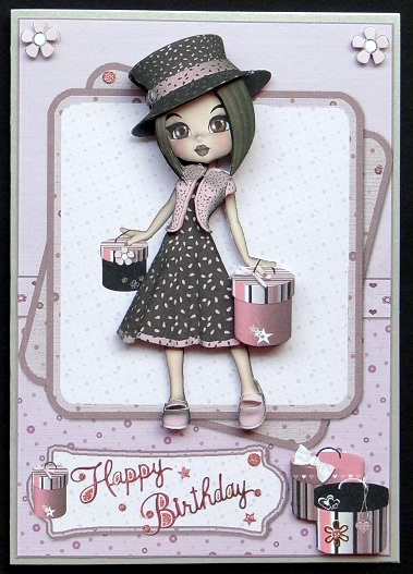 Cookie Girl Loves to Shop Card Front and Decoupage by Giselle Topper