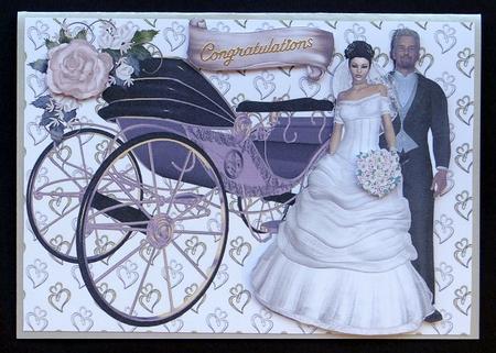 Gold Carriage with Wedding Couple by Giselle Topper
