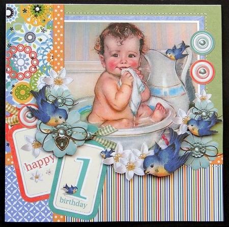 8x8 Happy First Birthday by Giselle Topper