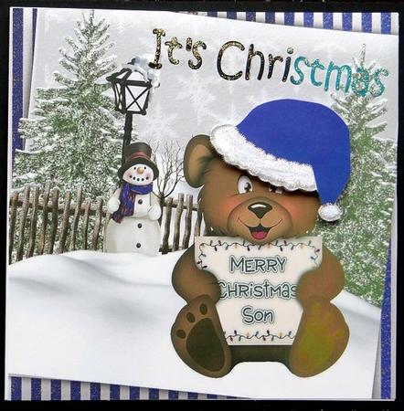 Lovely Santa Teddy for Son! in Blue It's Christmas 8x8 by Giselle Topper