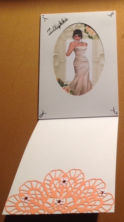 Elegant Lady in White Gown with Corner Roses, A4 Topper by Gitte Jensen