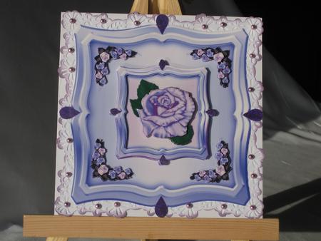Roses in Double Frames, Blue-lilac by Gitte Jensen