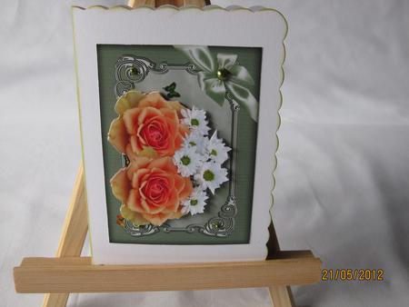 Peach Roses with Bow Card by Gitte Jensen