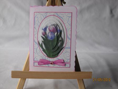 Pink & Lilac Tulips Card Front & Pyramid by Gitte Jensen
