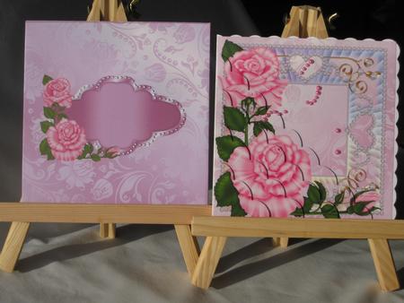 Pink Rose's (2) Pyramid Square Card Kit by Gitte Jensen