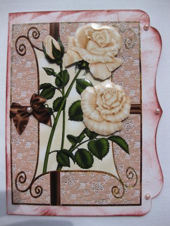 Ivory Roses and Brown Satin Bow by Gitte Jensen