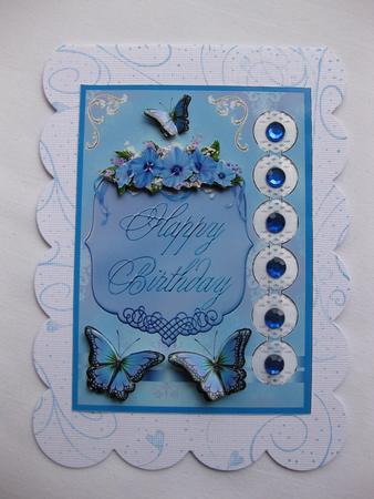 Woven Ribbon Card - Birthday Plaque with Butterflies by Gitte Jensen
