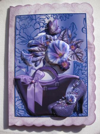 Lilac Shoes,handbag and Morning Glory Card Front by Gitte Jensen