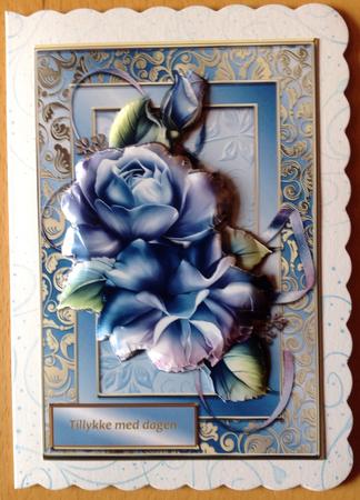 Gold Framed Porcelain Roses Card Front by Gitte Jensen