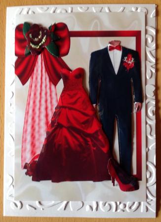 Red Wedding Dress with Grooms Suit & Access by Gitte Jensen