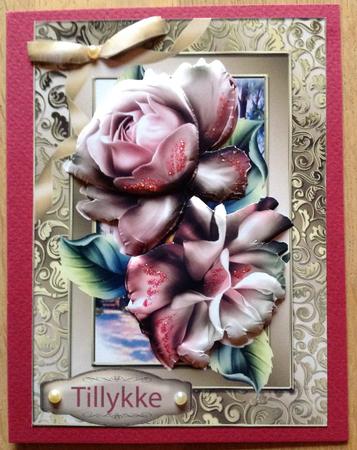Lovely Palepink Roses on a Swirl Gold Frame  by Gitte Jensen