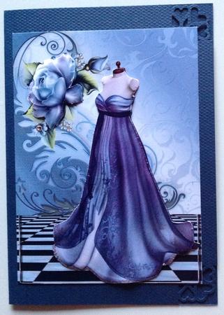 Lilac Vintage Gown with Blue Roses by Gitte Jensen