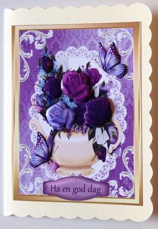 Lovely Purple Roses in a Teapot by Gitte Jensen