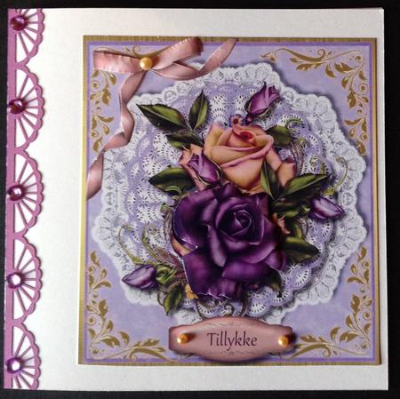 Lovely Roses on Frilled Lace  by Gitte Jensen