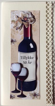 Red Wine with Glasses and Ornate Flowers Tall Dl by Gitte Jensen