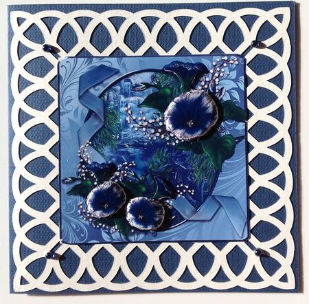 Blue Flowers and Waterfall Card Front by Gitte Jensen