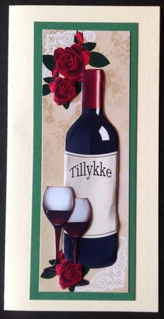 Tall Dl Card with Red Wine and Roses by Gitte Jensen