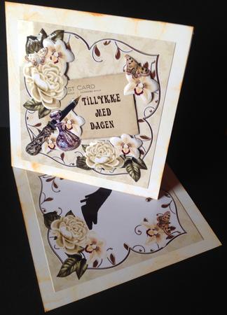 Cream Mix Happy Birthday Fancy Square Deco Card & Env Kit by Gitte Jensen