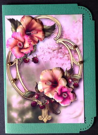 Peach Hibiscus & Golden Frame by Gitte Jensen